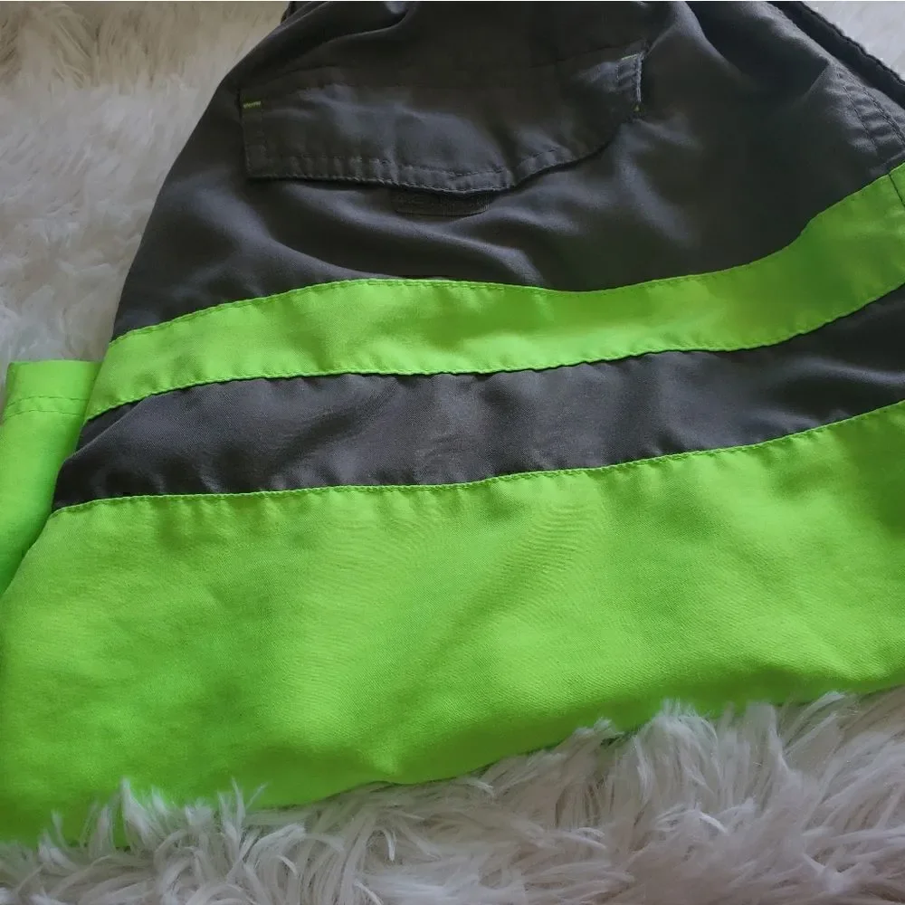 Men's Lime Green and Gray Swim Shorts